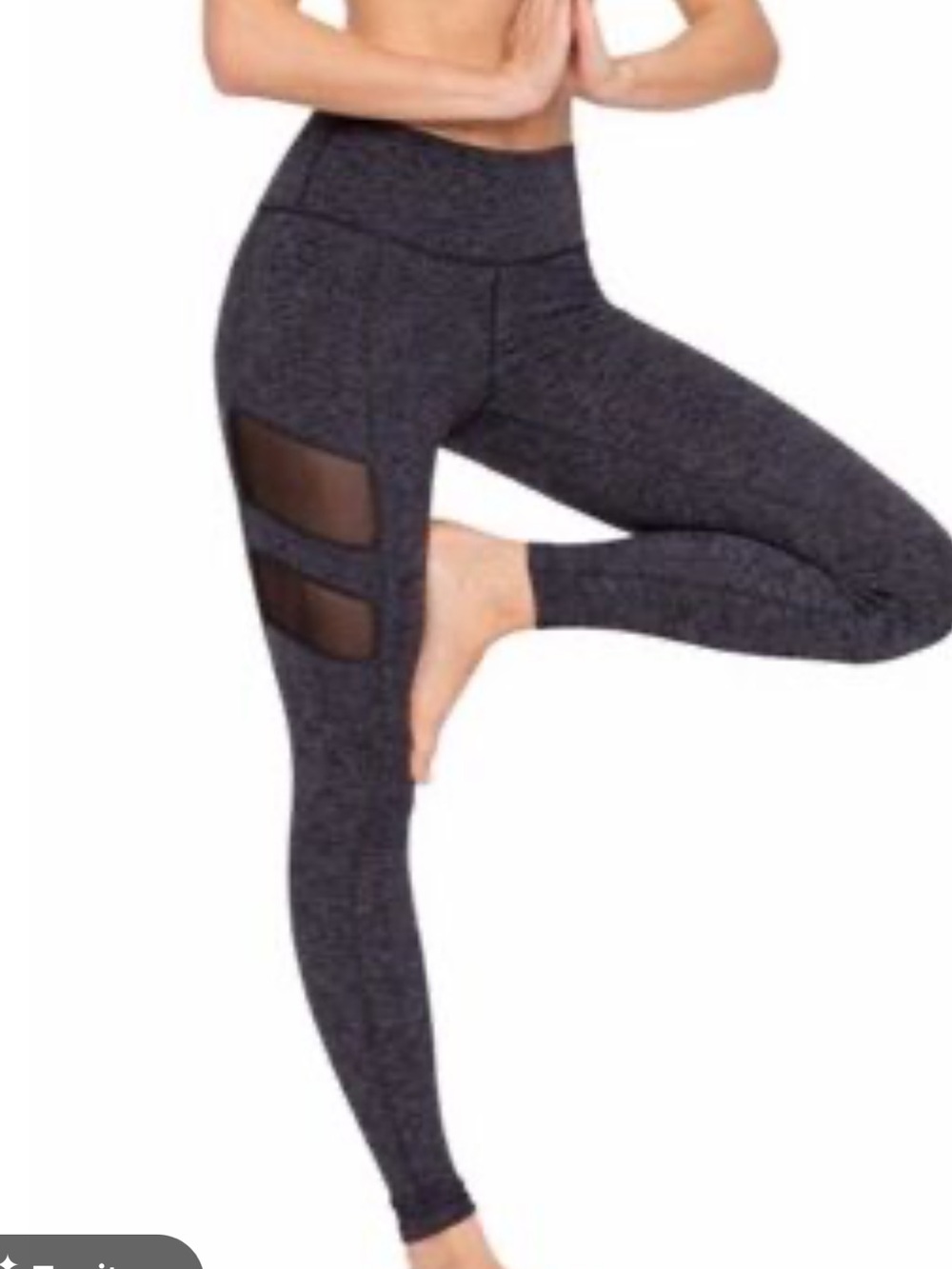 Beyond Yoga Gray Black Space dye mesh thigh details leggings size XS